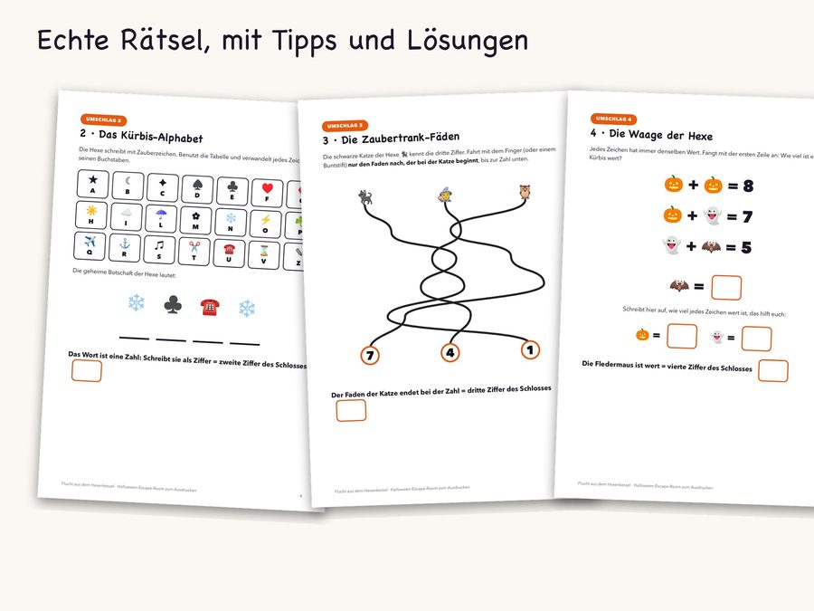 Die Rätsel in den Umschlägen