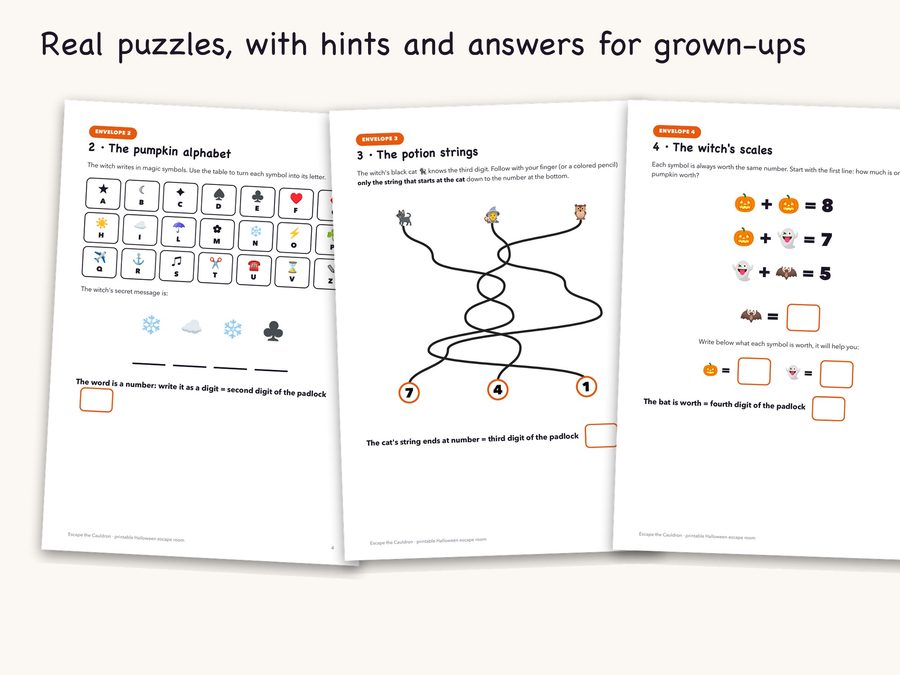 The puzzles in envelopes